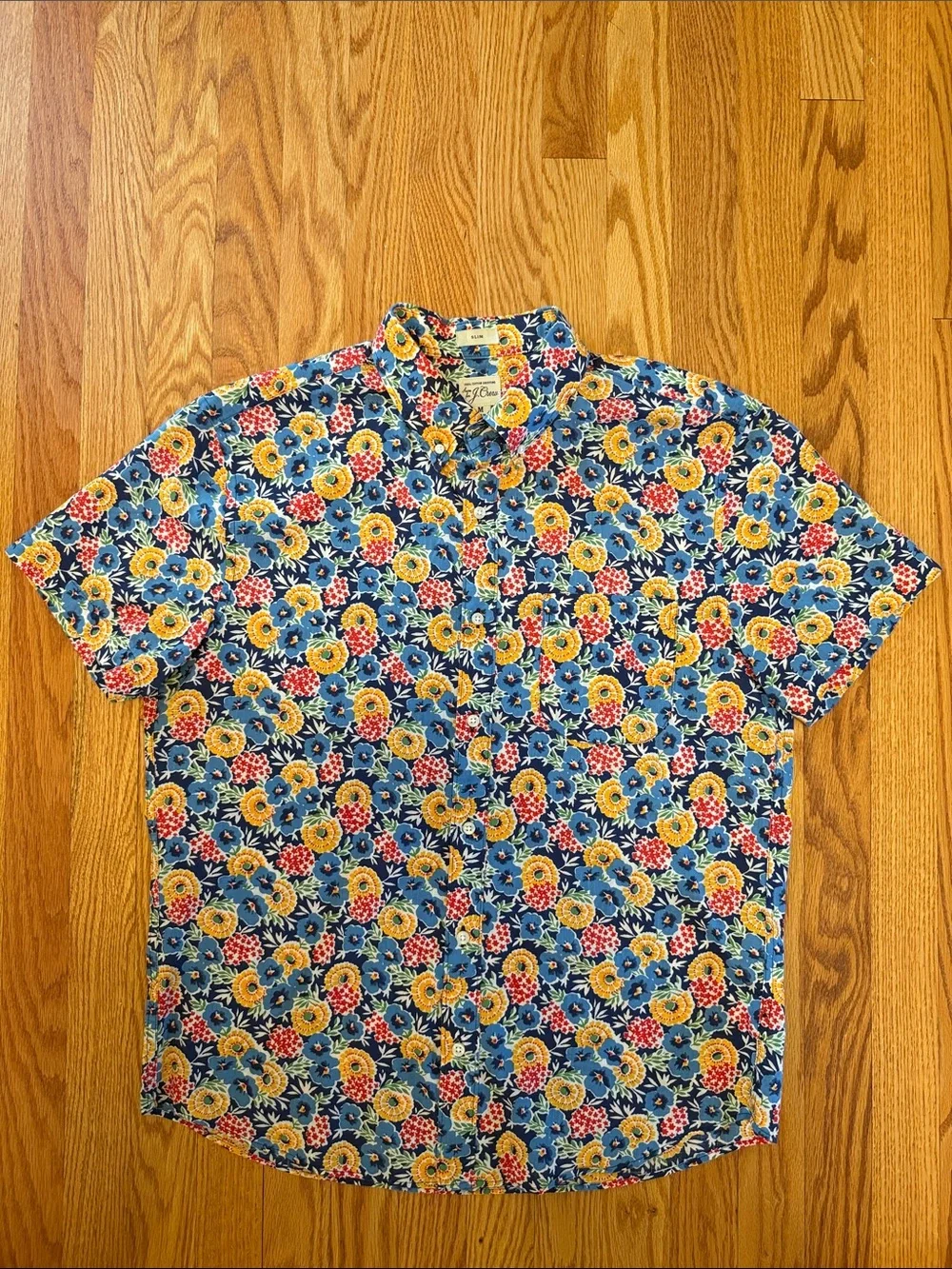 Men's Slim Fit J. Crew Cotton Floral Short-Sleeve Button-down Shirt
